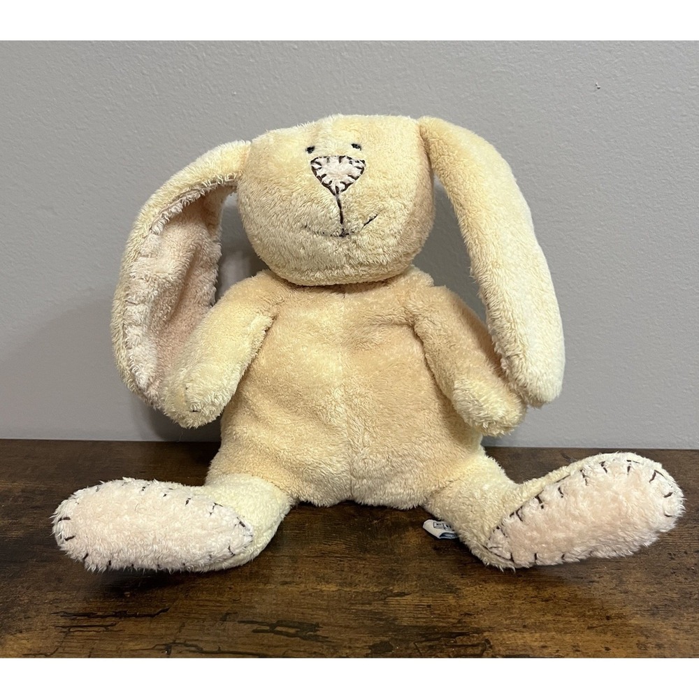 PBK Pottery Barn Kids Yellow Bunny Rabbit 8" Plush Stitch Patch Nose Tail Feet